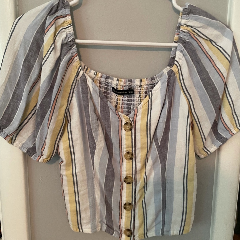 Abercrombie and Fitch cropped stripe balloon sleeve top size XS
